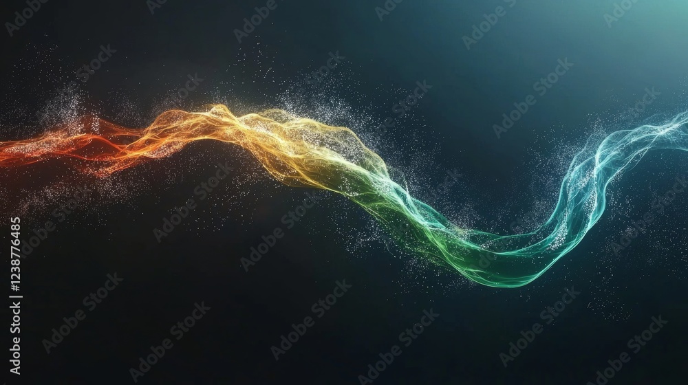 Poster pulsing colors illuminating flowing lines on dark background