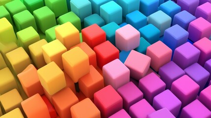 Obraz premium Vibrant Pulsing Colors with Cubic Shapes in Abstract Design