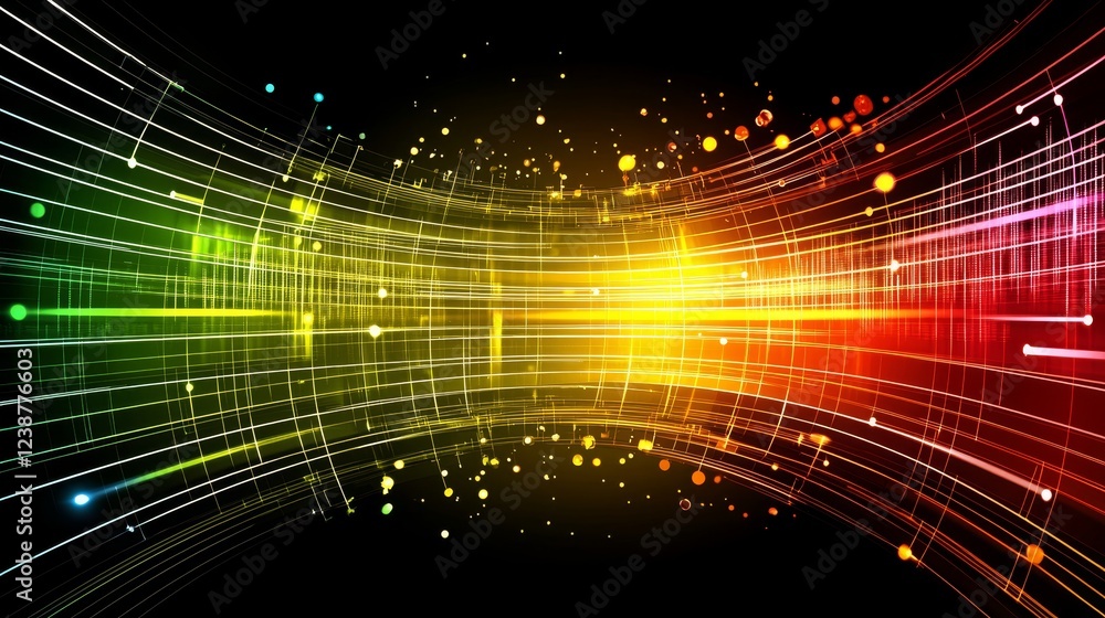Aufkleber radiant patterns depicting the fusion of data in vibrant colors