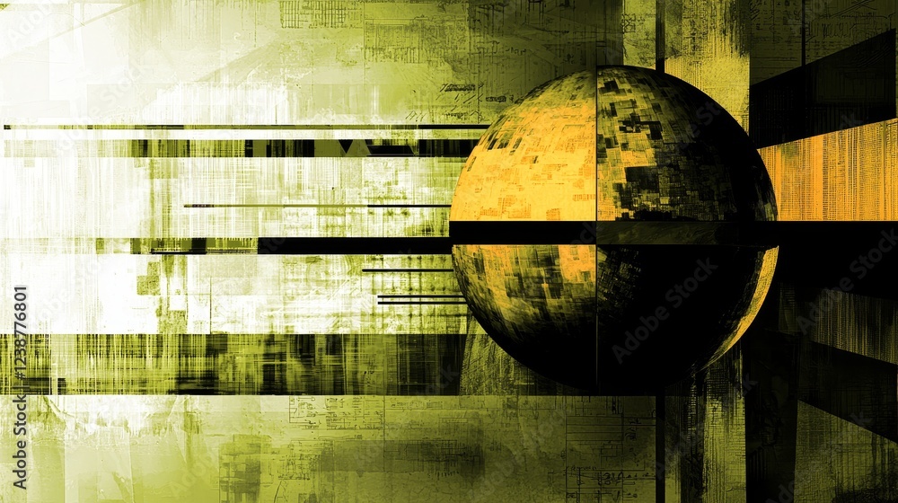 Poster abstract radiating sphere with data symbols in a scientific orbiting design