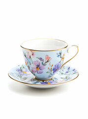 Elegant Floral Teacup and Saucer Set