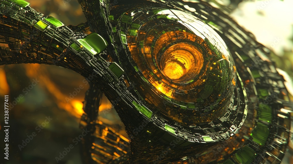 Poster abstract spirals of data creating intricate patterns in digital art