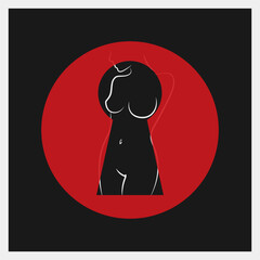 Beautiful naked girl. Naked pinup woman in keyhole. Peeped through the keyhole. Erotic vector Illustration