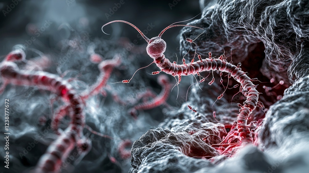 Poster hookworms in action microscopic exploration of parasites laboratory setting scientific visualization