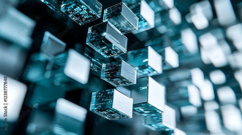 Aufkleber surreal data cubes blending in hues beyond the boundaries of reality