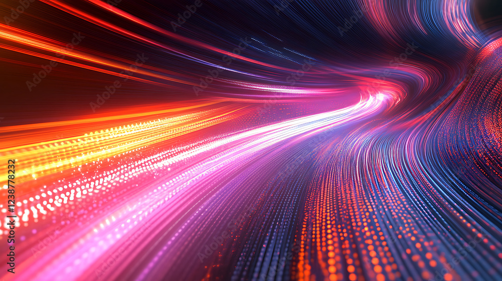 Poster a vibrant, abstract representation of light trails in motion, showcasing dynamic colors and patterns