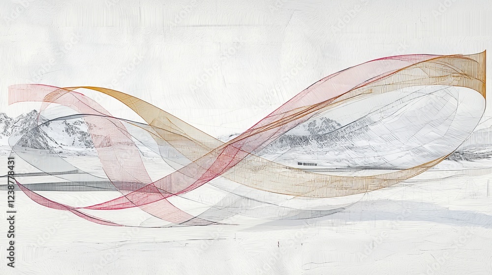 Poster surreal visualization of data archetypes in abstract conceptual landscape
