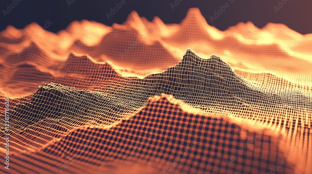 Poster abstract vibrant terrain visualization created from vital data points