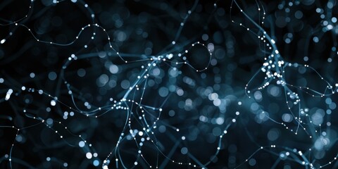 A deep black surface with minimalist, glowing neural pathways, Luminous and intricate composition