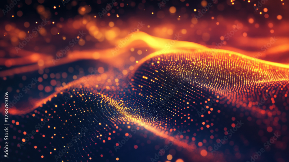 Wall mural luxurious abstract background with glowing particles and waves
