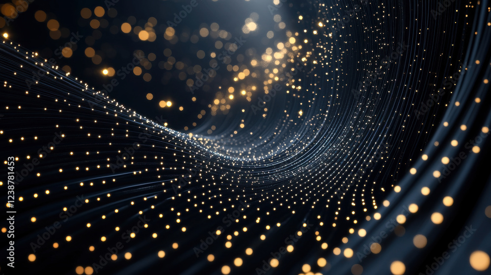 Wall mural luxurious abstract background with glowing particles and waves