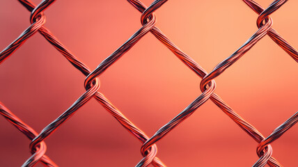 Metallic wire mesh with warm orange background, showcasing high conductivity