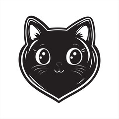 Cute Black Cat Heart