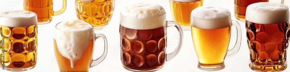 Poster a selection of beer glasses filled with various beers, great for use in editorial or commercial cont