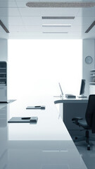 Fototapeta premium Top view of a clutter-free desk with plenty of room for notes and papers, paper storage, desk arrangement, large work surface, empty notepad