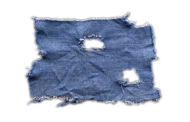  jeans. a frayed and torn piece of denim rag
