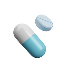 Medical pills and capsules icon isolated on transparent background. medicament and pharmaceutical symbol. Medicine cure. Medical design element. Healthcare Concept. 3d rendering illustration