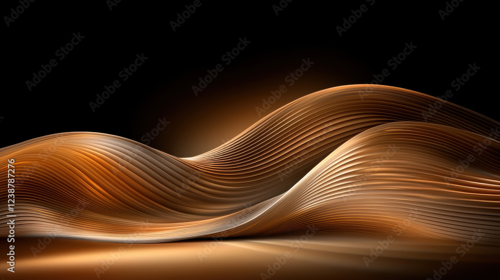 Poster elegant metallic wavy lines create stunning visual effect with subtle reflections, evoking sense of 
