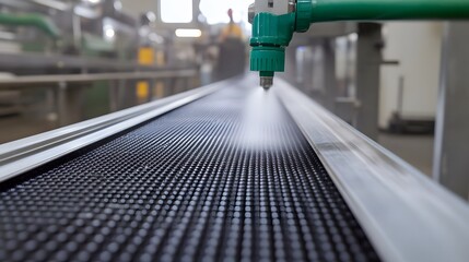 Lubricant Spray Ensuring Smooth of Conveyor Belt System in Industrial Factory