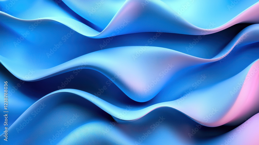 Aufkleber fluid wavy shapes in shades of blue create serene and calming atmosphere. smooth texture and gentle 