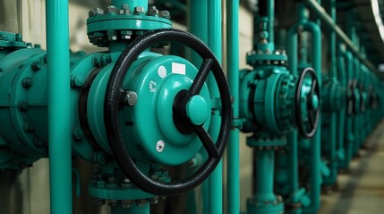 Fototapeta premium Industrial Pipelines and Valves with Visible Lubricant Application in Mechanical Facility