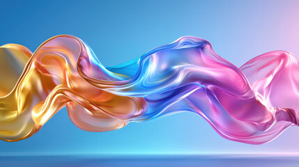 Obraz premium Colorful wavy shapes in hyper realistic 3D design, showcasing fluid motion and vibrant hues. artwork evokes sense of dynamic beauty and creativity
