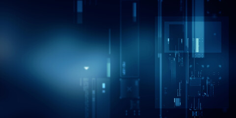 2d illustration Abstract futuristic electronic circuit technology background