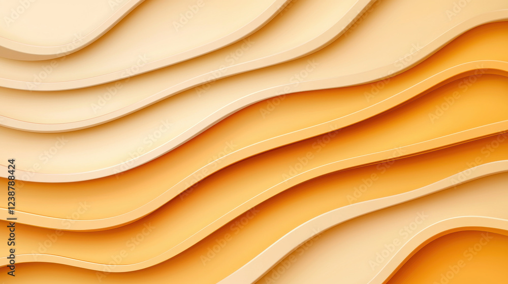 Poster dynamic wavy lines in warm shades of orange and cream create visually appealing background. smooth c