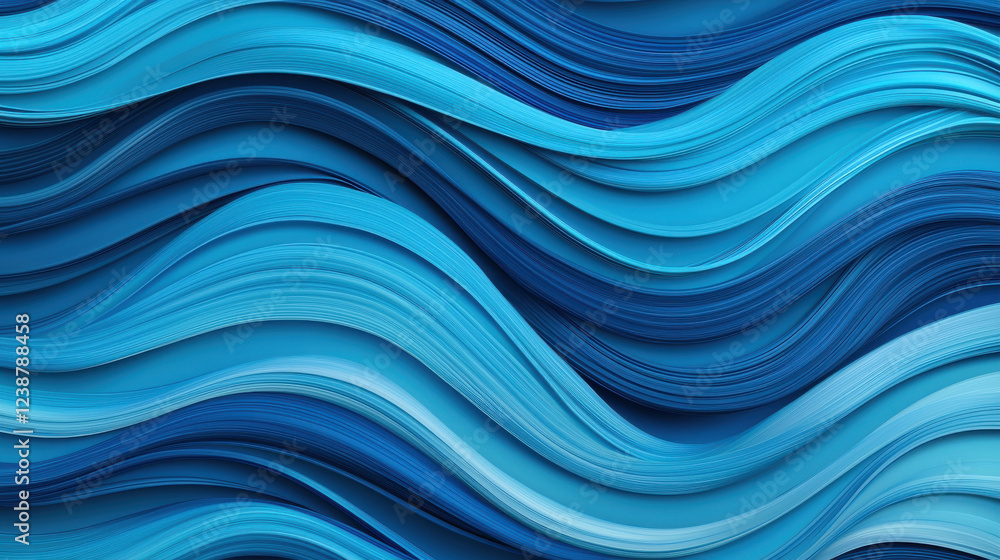 Aufkleber dynamic wavy lines in shades of blue create visually striking background. smooth transitions evoke s