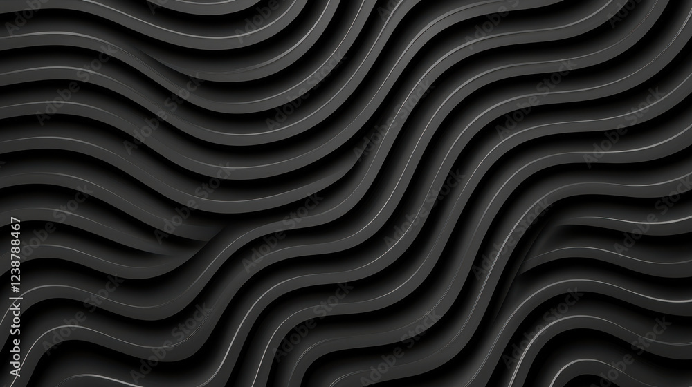 Poster dynamic wavy lines create ultra realistic black background, showcasing depth and texture. this desig