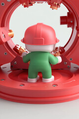Factory worker 3D, A futuristic factory worker concept image with high fidelity and advanced design elements.