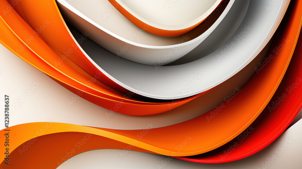 Poster vivid and colorful swirling wavy lines create dynamic abstract design with shades of orange, red, an
