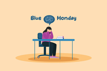Blue Monday concept. Colored flat vector illustration isolated.