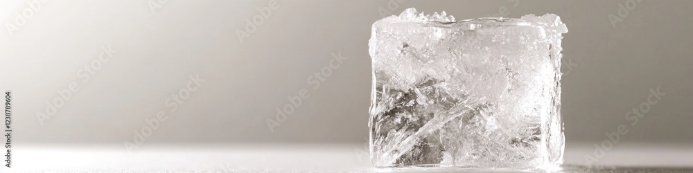 Poster a close-up shot of a glass filled with water and ice, perfect for use in still life photography or a