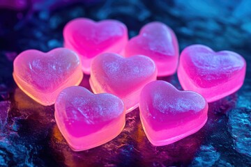 Obraz premium A collection of heart-shaped ice cubes on a table