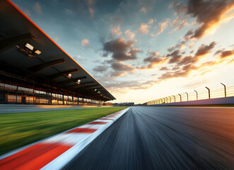 Obraz premium Sunset at the Racetrack: A Stunning View of Speed and Serenity
