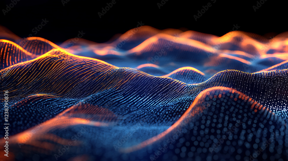 Aufkleber a mesmerizing abstract landscape of flowing waves, illuminated by vibrant colors, creating a sense o