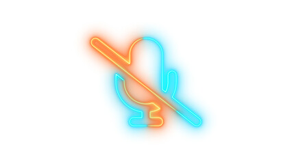 Neon microphone-slash icon brown cyan color glowing with transparent background