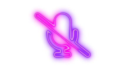 Neon microphone-slash icon pink purple color glowing with transparent background
