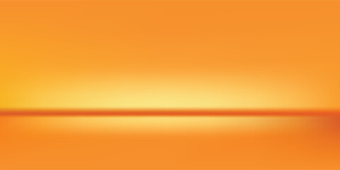 3d abstract autumn studio room background. Orange, brown dark gradient empty wall backdrop. Back ground horizontal reflection art