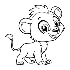 baby lion coloring page , coloring page for kids, animal coloring page, KDP, Animal Coloring Page For Kids, line art clipart, children, , animal, cartoon, vector, illustration