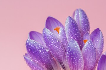 Fototapeta premium A close-up shot of a purple flower with water droplets on its petals