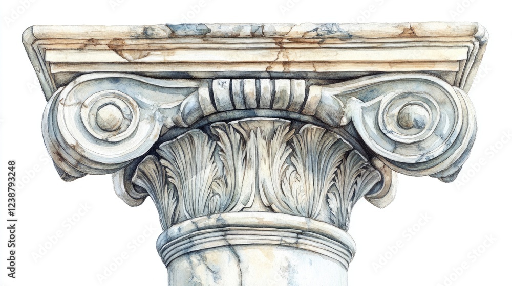 Poster A close-up view of a clock tower column, featuring a large clock face
