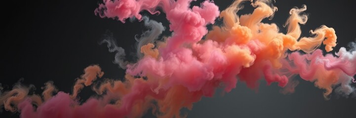 Fototapeta premium Swirling clouds of color suspended in mid-air over a dark grey background, surrealism, psychedelic colors