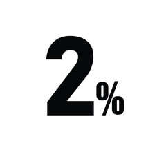 2% Percent Symbol - Visual Representation of Small Percentage, Emptiness, or Absence