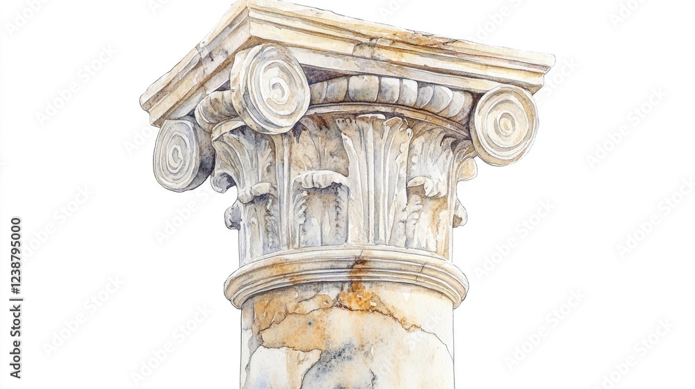 Poster a close-up view of a pillar with a clock on it, suitable for use in interior or architecture designs