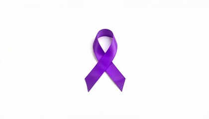 Purple awareness ribbon on white background