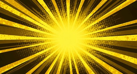 Golden Rays Burst Background Abstract Sunburst Design Comic Book Style