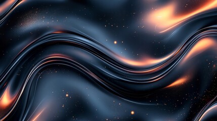 Obraz premium Abstract Dark Blue and Orange Fluid Wave Background