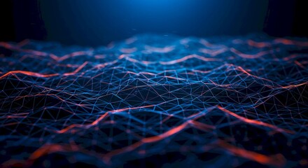 Abstract Network Data Digital Connection Tech Background Blue Orange